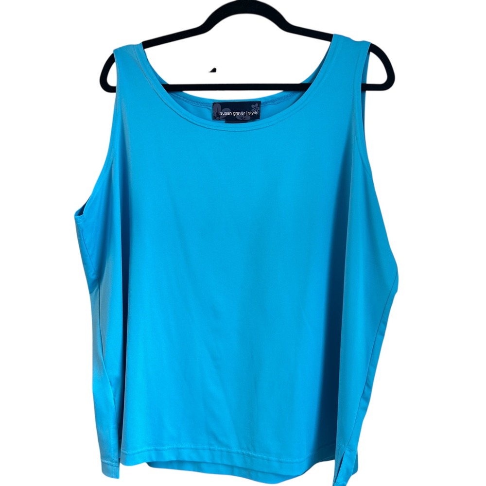Susan Graver Tank Top 22W‎ Blue Liquid Knit